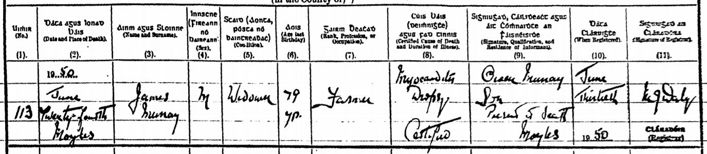 1950 06 23 DC James Murray from Irish Genealogy 27 07 18