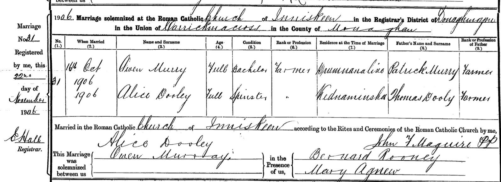 1906 10 16 MC Owen Murray Alice Dooley from IG 09 08 18